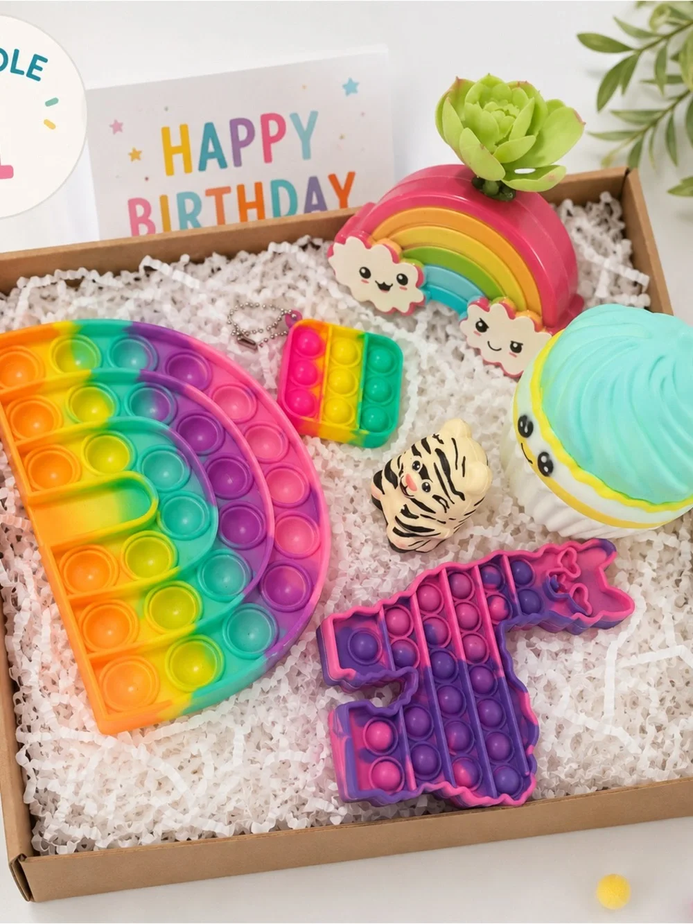 Kids Birthday Gift Box | Rainbow Pop It & Fidget Toy Bundle | Ages 6-8